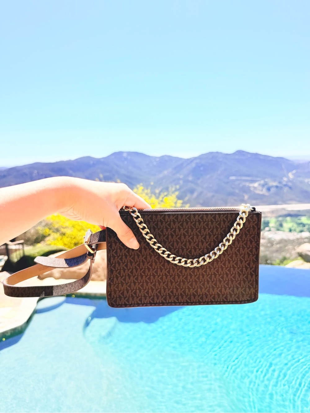 NWOT Michael Kors Brown Signature Chain Belt Bag